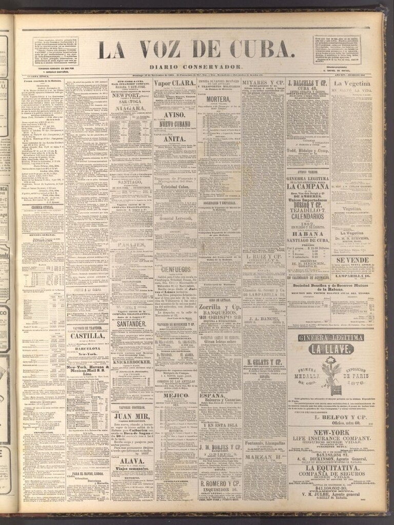 Miniatura de La Voz de Cuba: diario conservador del 13 de noviembre de 1881