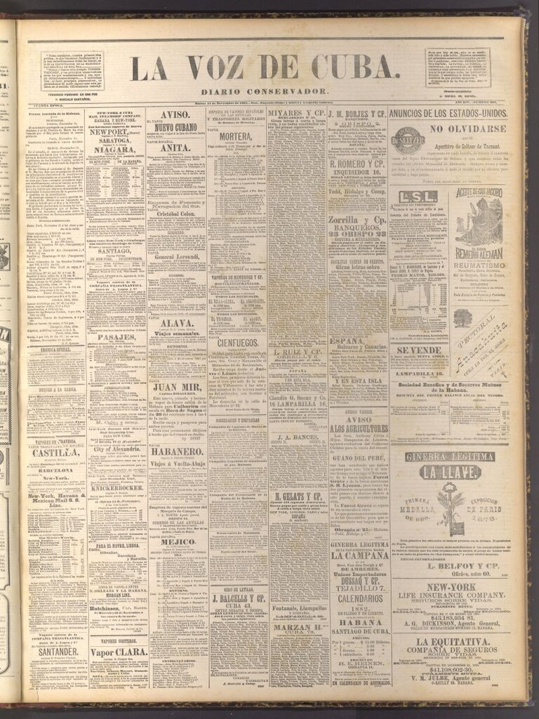 Miniatura de La Voz de Cuba: diario conservador del 15 de noviembre de 1881