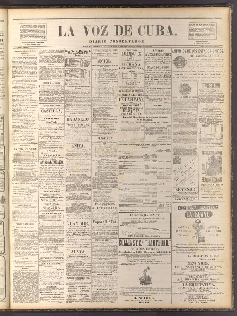 Miniatura de La Voz de Cuba: diario conservador del 17 de noviembre de 1881