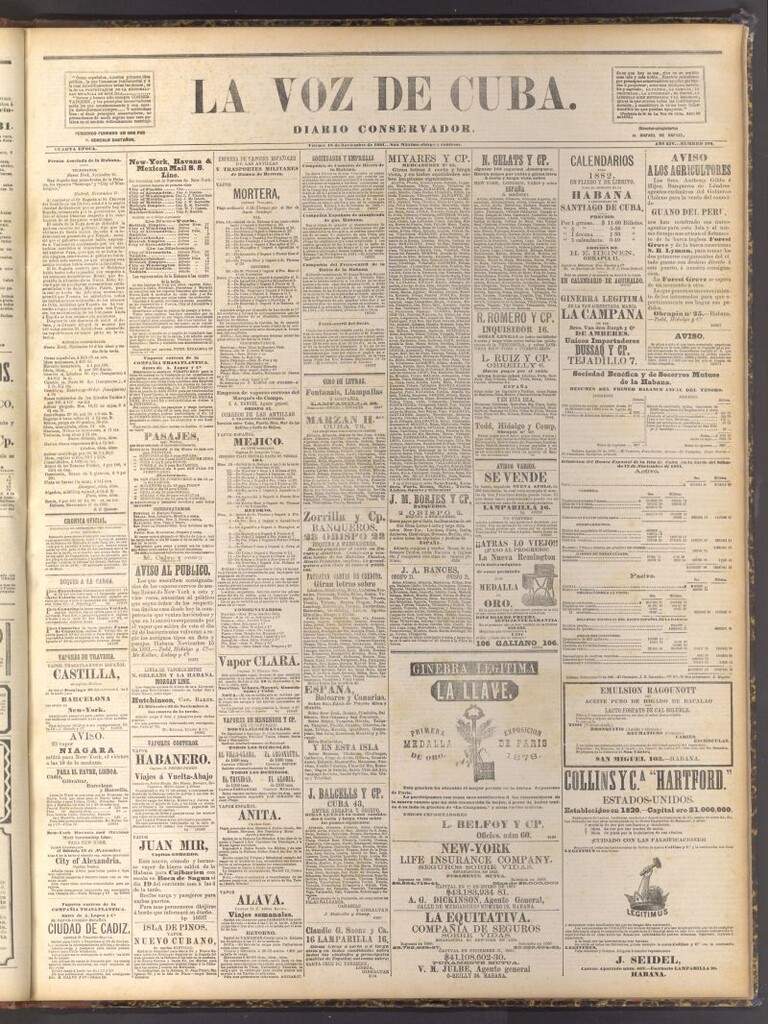 Miniatura de La Voz de Cuba: diario conservador del 18 de noviembre de 1881