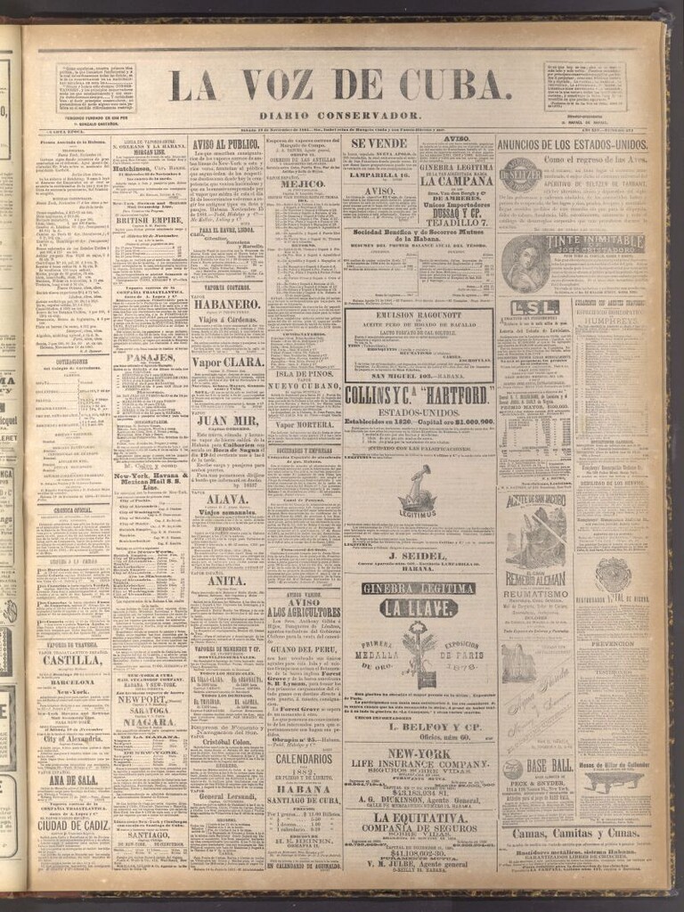 Miniatura de La Voz de Cuba: diario conservador del 19 de noviembre de 1881