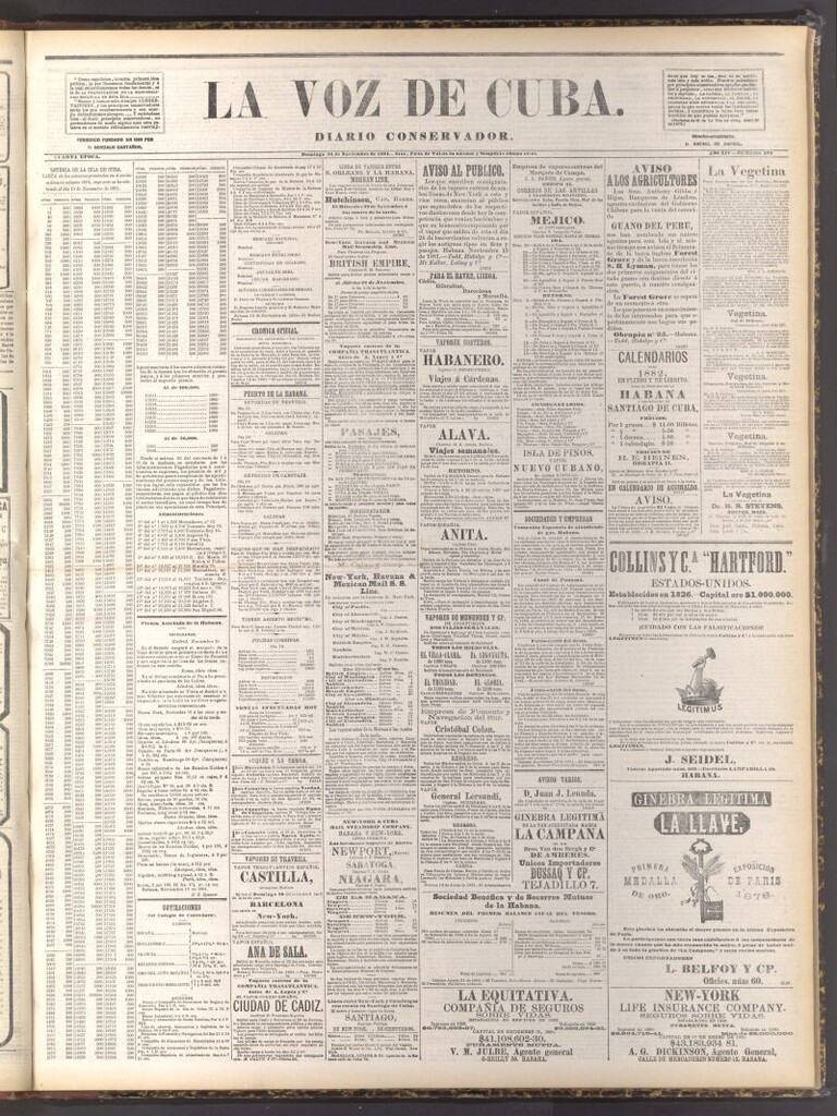 Miniatura de La Voz de Cuba: diario conservador del 20 de noviembre de 1881
