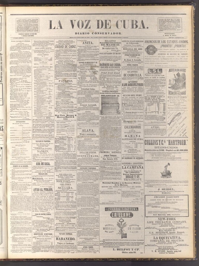 Miniatura de La Voz de Cuba: diario conservador del 22 de noviembre de 1881