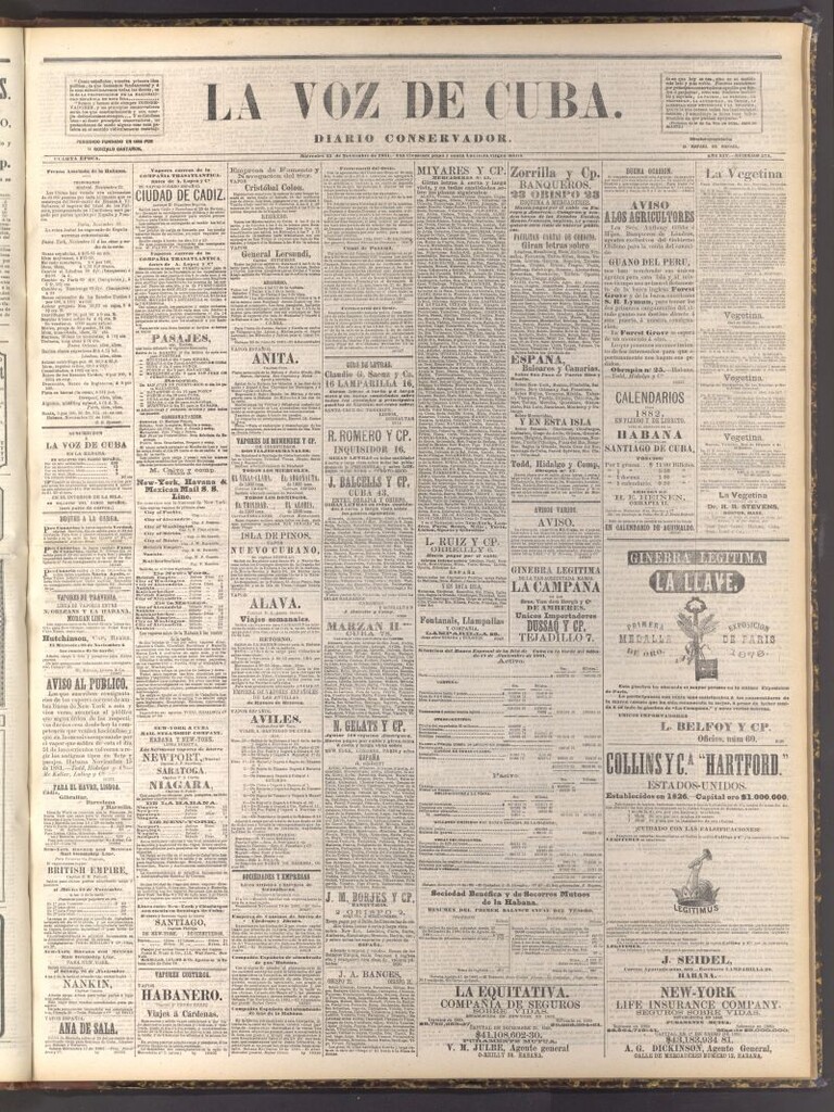Miniatura de La Voz de Cuba: diario conservador del 23 de noviembre de 1881