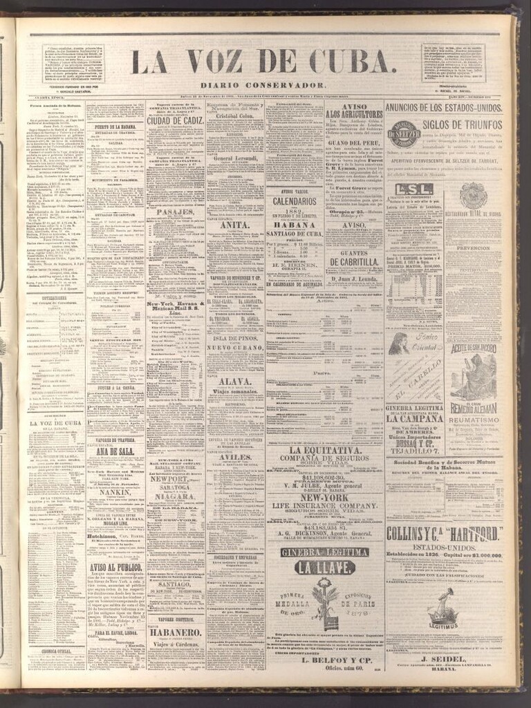 Miniatura de La Voz de Cuba: diario conservador del 24 de noviembre de 1881