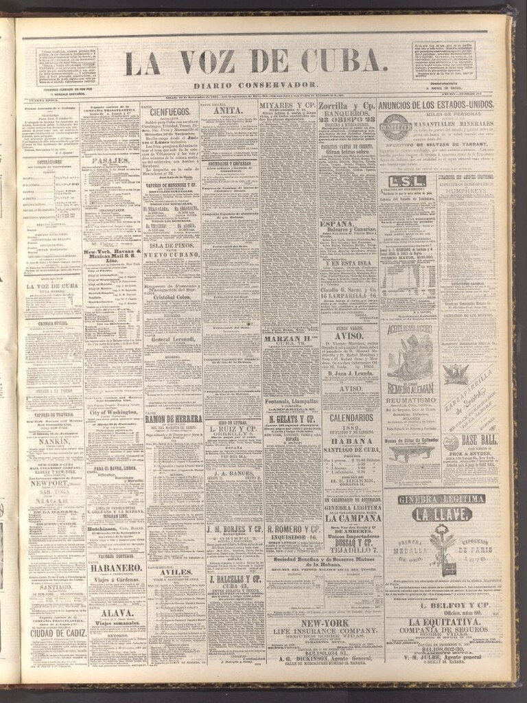 Miniatura de La Voz de Cuba: diario conservador del 26 de noviembre de 1881
