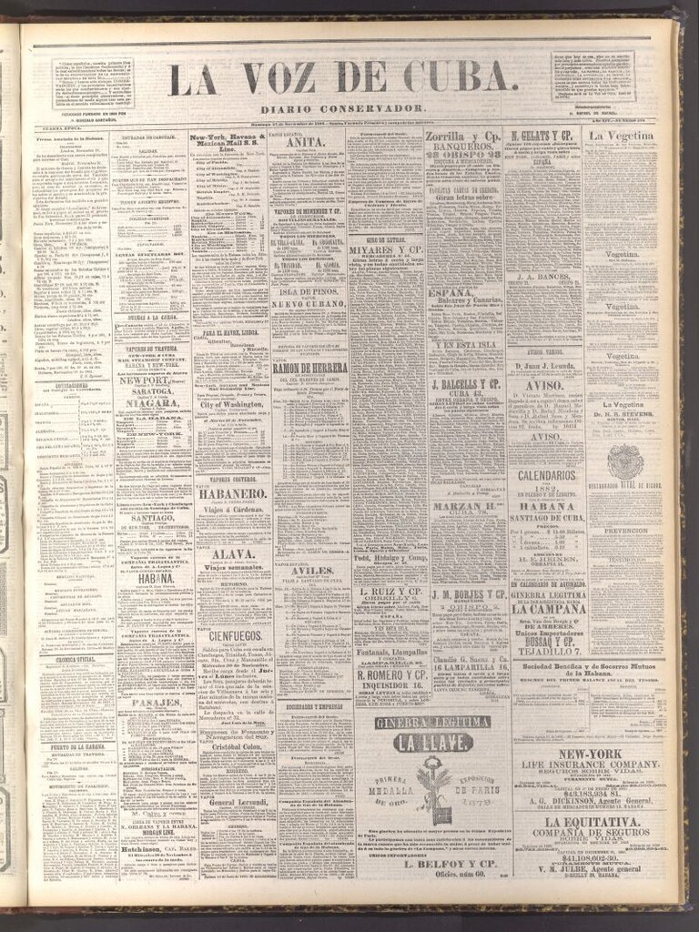 Miniatura de La Voz de Cuba: diario conservador del 27 de noviembre de 1881