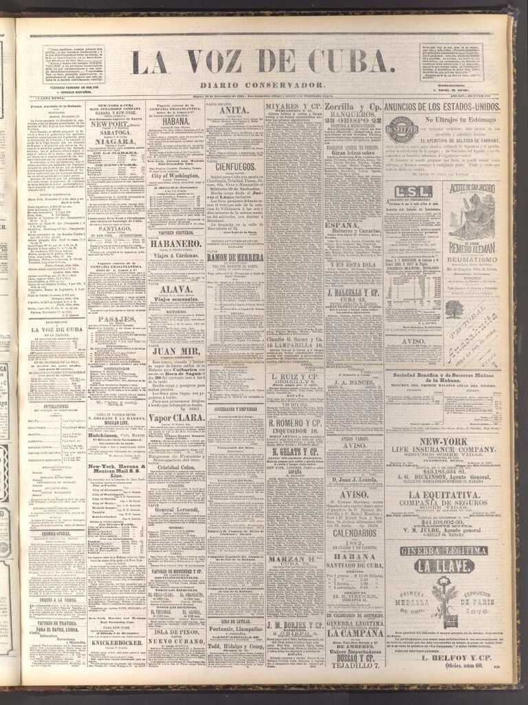 Miniatura de La Voz de Cuba: diario conservador del 29 de noviembre de 1881