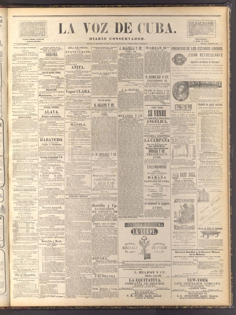 Miniatura de La Voz de Cuba: diario conservador del 3 de diciembre de 1881