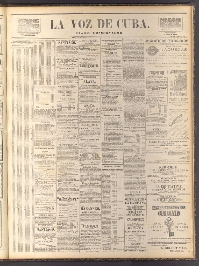 Miniatura de La Voz de Cuba: diario conservador del 6 de diciembre de 1881