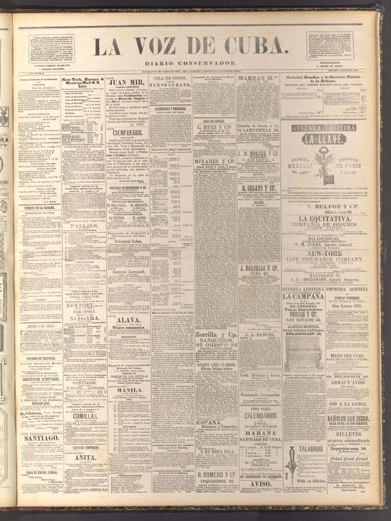 Miniatura de La Voz de Cuba: diario conservador del 9 de diciembre de 1881