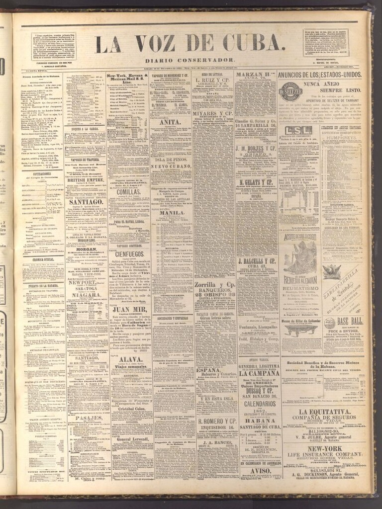Miniatura de La Voz de Cuba: diario conservador del 10 de diciembre de 1881