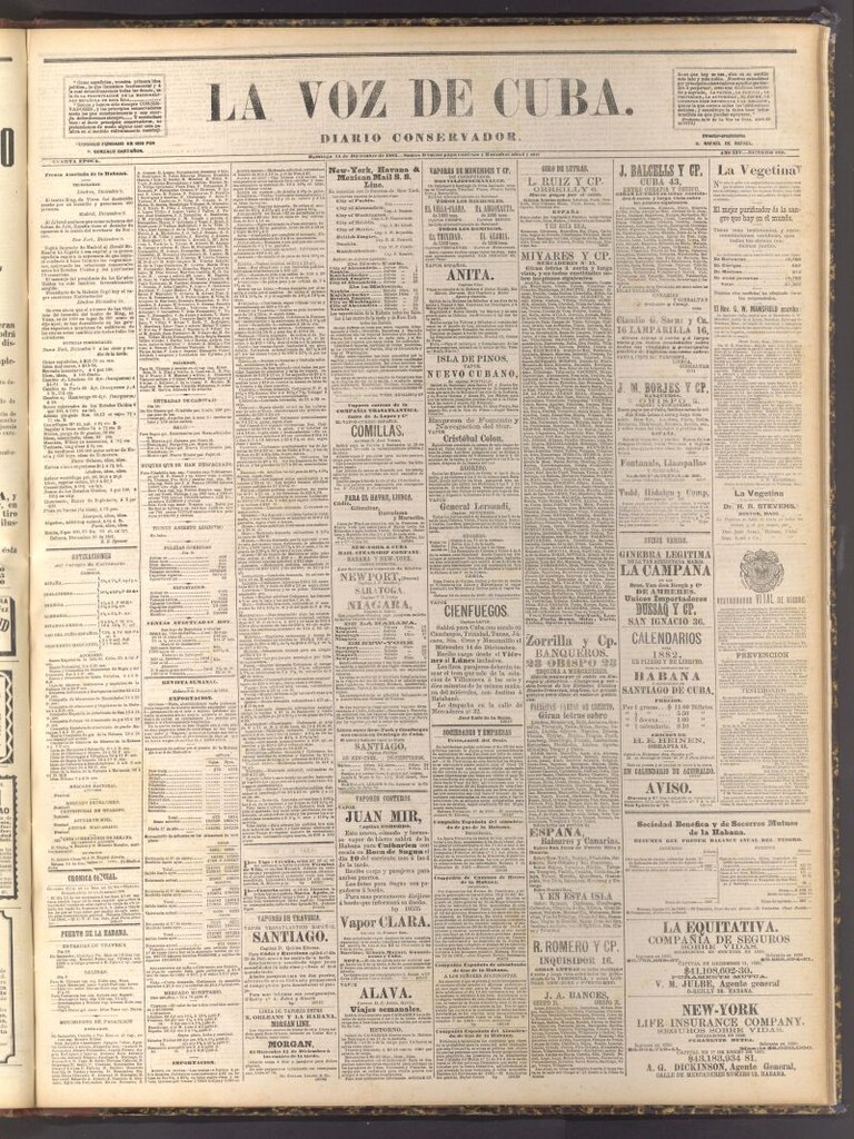 Miniatura de La Voz de Cuba: diario conservador del 11 de diciembre de 1881