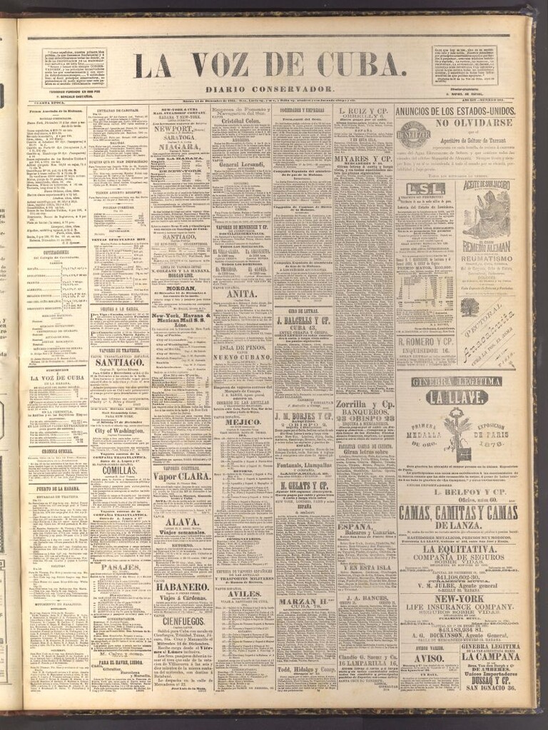 Miniatura de La Voz de Cuba: diario conservador del 13 de diciembre de 1881