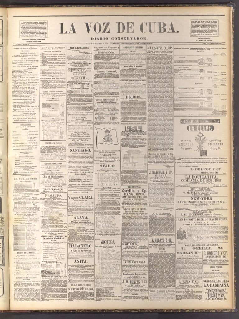Miniatura de La Voz de Cuba: diario conservador del 16 de diciembre de 1881
