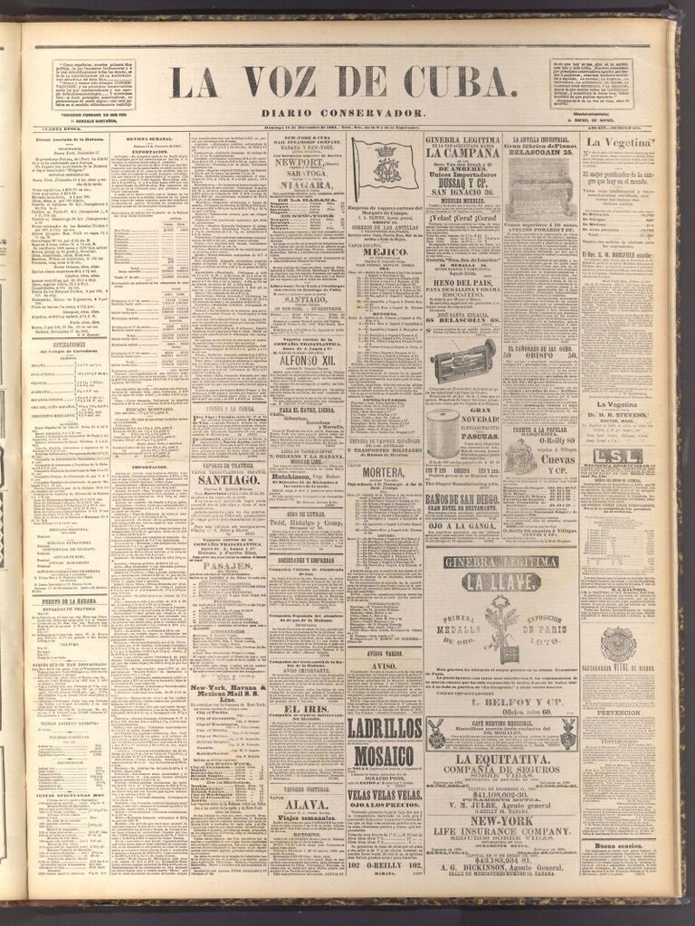 Miniatura de La Voz de Cuba: diario conservador del 18 de diciembre de 1881