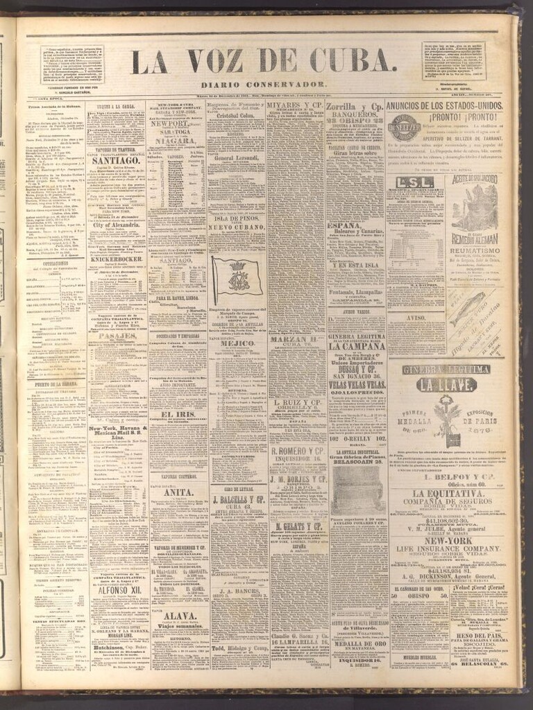 Miniatura de La Voz de Cuba: diario conservador del 20 de diciembre de 1881