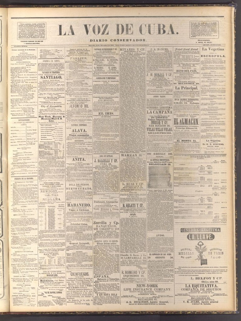 Miniatura de La Voz de Cuba: diario conservador del 21 de diciembre de 1881