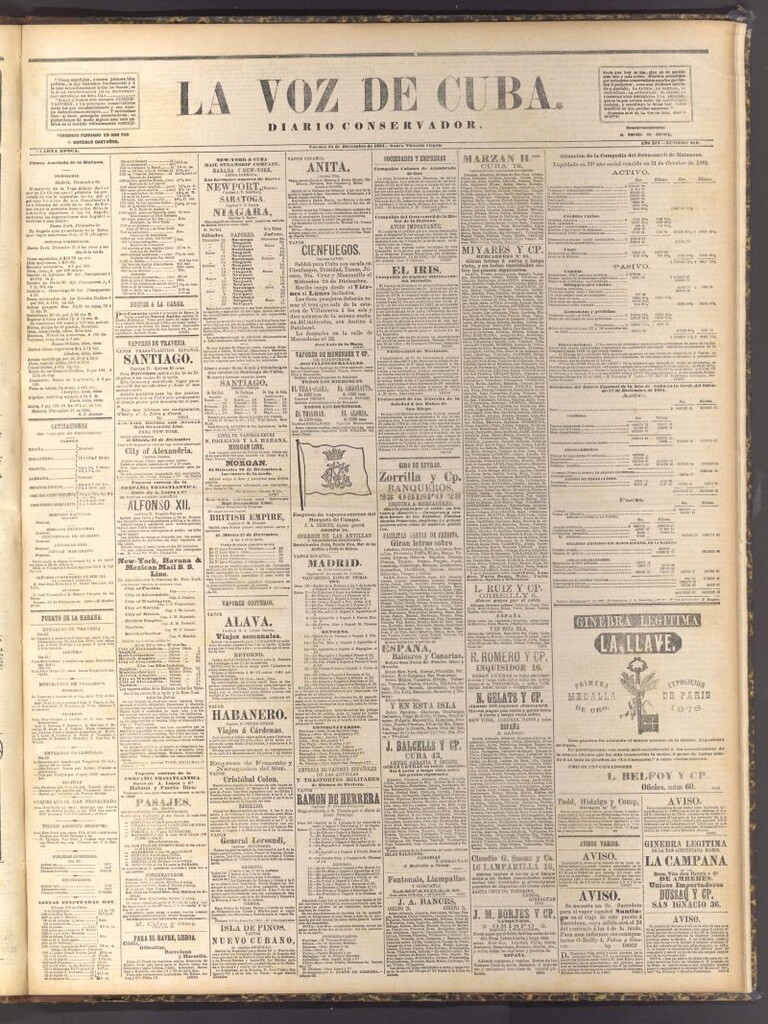 Miniatura de La Voz de Cuba: diario conservador del 23 de diciembre de 1881