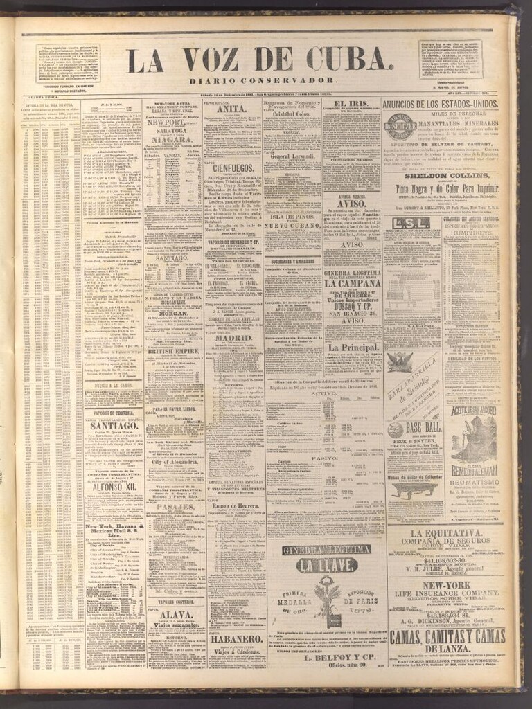 Miniatura de La Voz de Cuba: diario conservador del 24 de diciembre de 1881