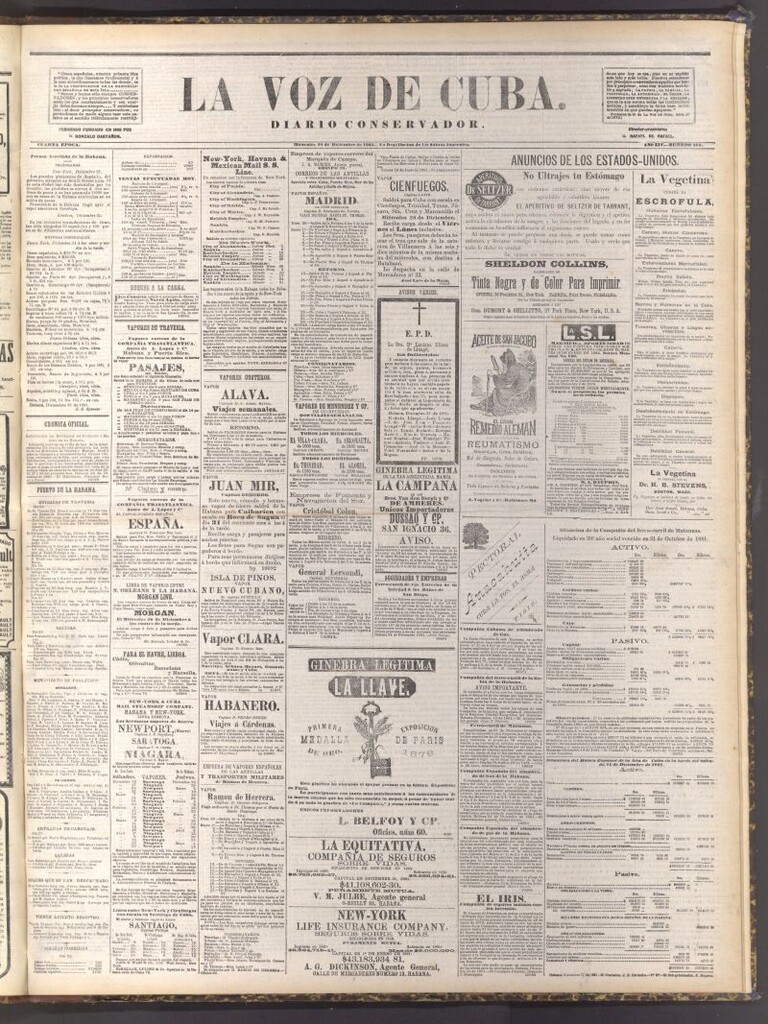 Miniatura de La Voz de Cuba: diario conservador del 28 de diciembre de 1881