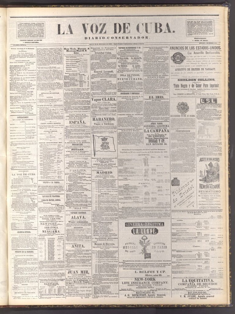 Miniatura de La Voz de Cuba: diario conservador del 29 de diciembre de 1881
