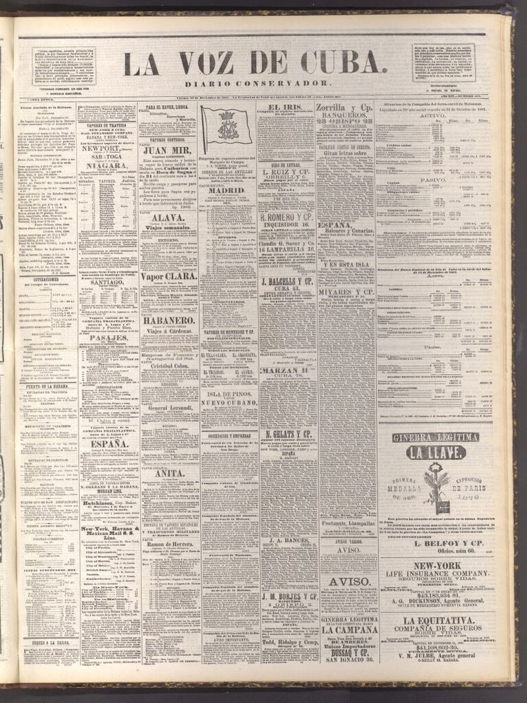 Miniatura de La Voz de Cuba: diario conservador del 30 de diciembre de 1881