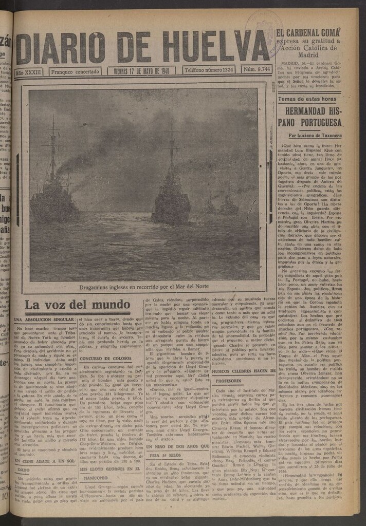 Miniatura de Diario de Huelva : periódico independiente del 17 de mayo de 1940
