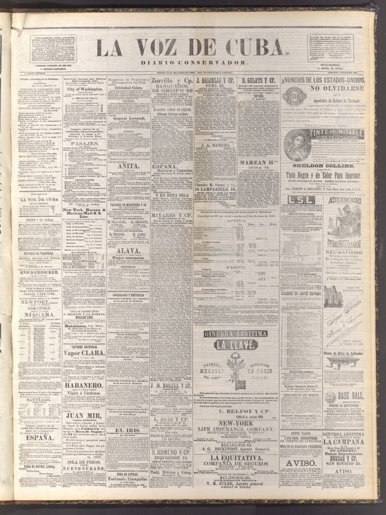 Miniatura de La Voz de Cuba: diario conservador del 31 de diciembre de 1881