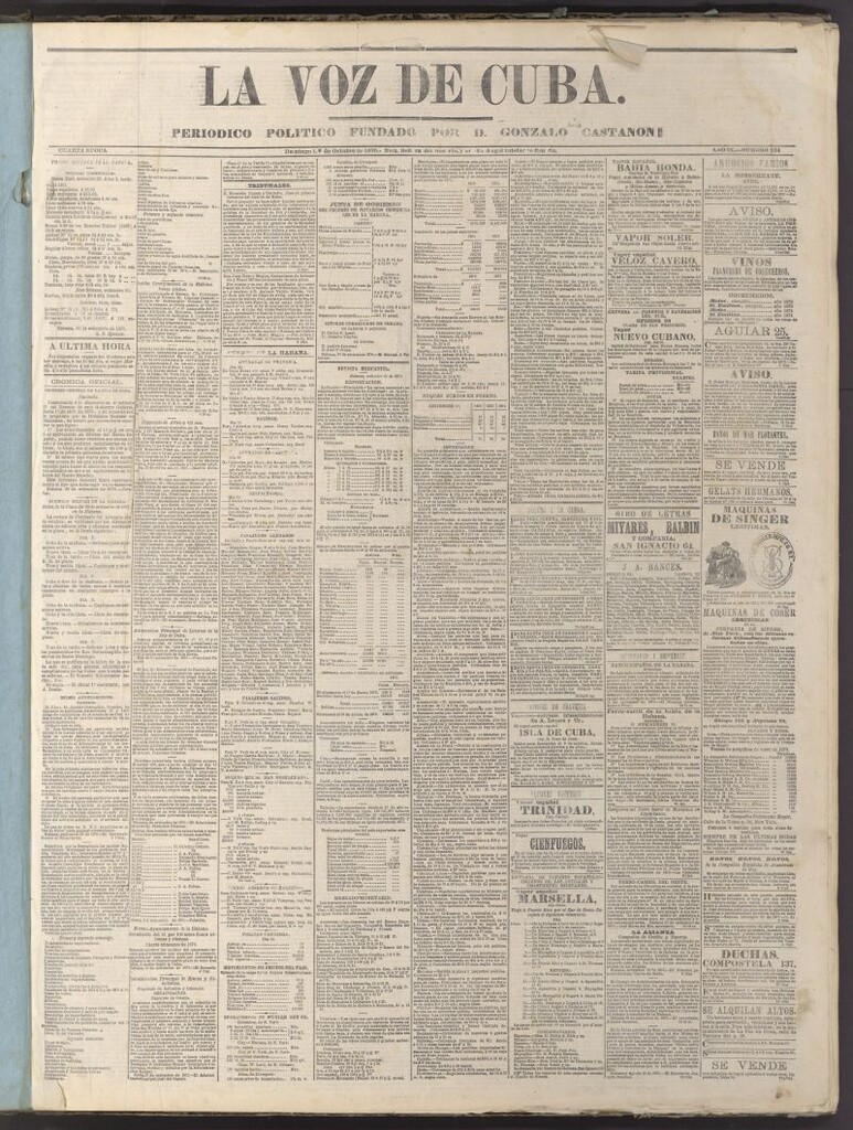 Miniatura de La Voz de Cuba: diario conservador del 1 de octubre de 1876