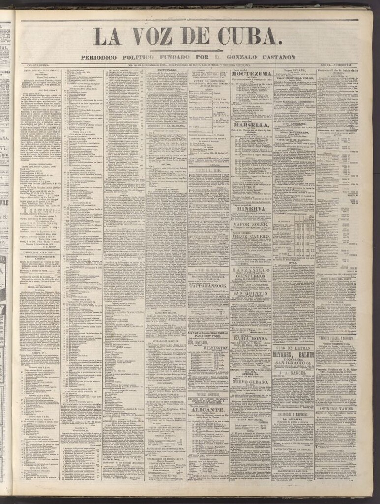 Miniatura de La Voz de Cuba: diario conservador del 10 de octubre de 1876