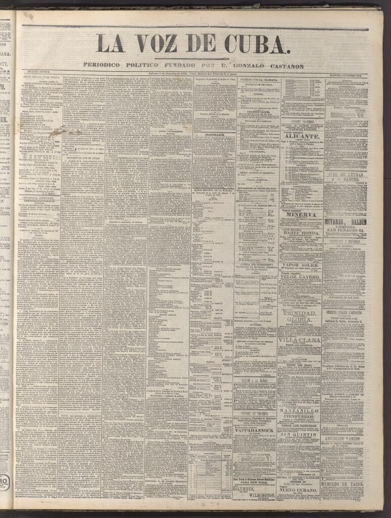 Miniatura de La Voz de Cuba: diario conservador del 12 de octubre de 1876