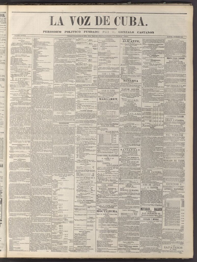 Miniatura de La Voz de Cuba: diario conservador del 13 de octubre de 1876