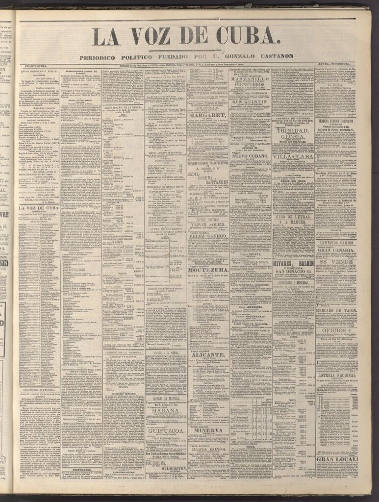 Miniatura de La Voz de Cuba: diario conservador del 14 de octubre de 1876