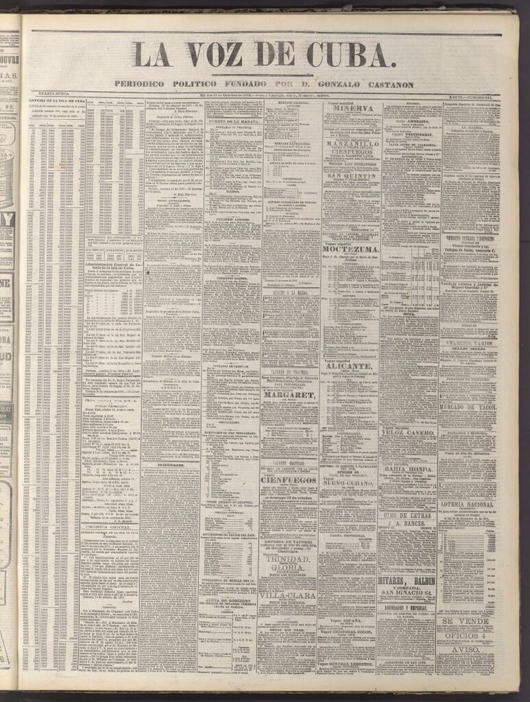 Miniatura de La Voz de Cuba: diario conservador del 17 de octubre de 1876