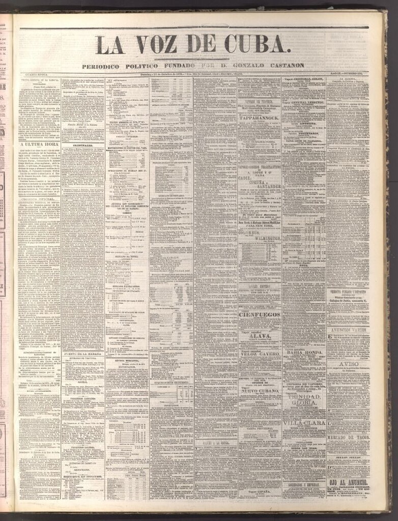 Miniatura de La Voz de Cuba: diario conservador del 22 de octubre de 1876