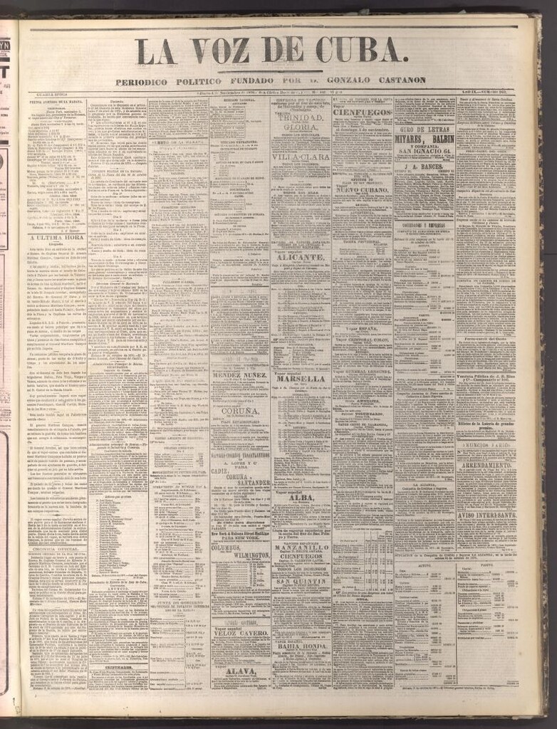 Miniatura de La Voz de Cuba: diario conservador del 4 de noviembre de 1876