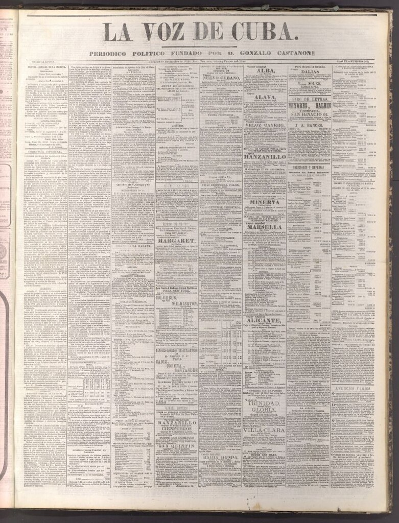 Miniatura de La Voz de Cuba: diario conservador del 9 de noviembre de 1876