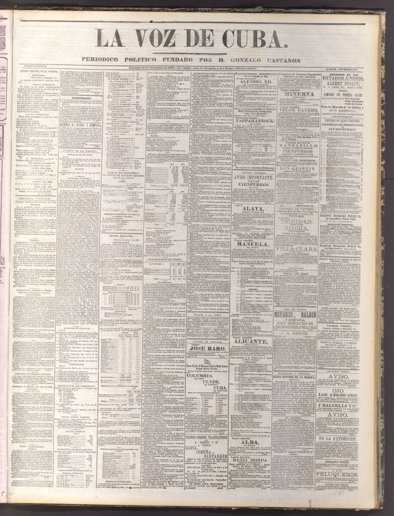 Miniatura de La Voz de Cuba: diario conservador del 19 de noviembre de 1876