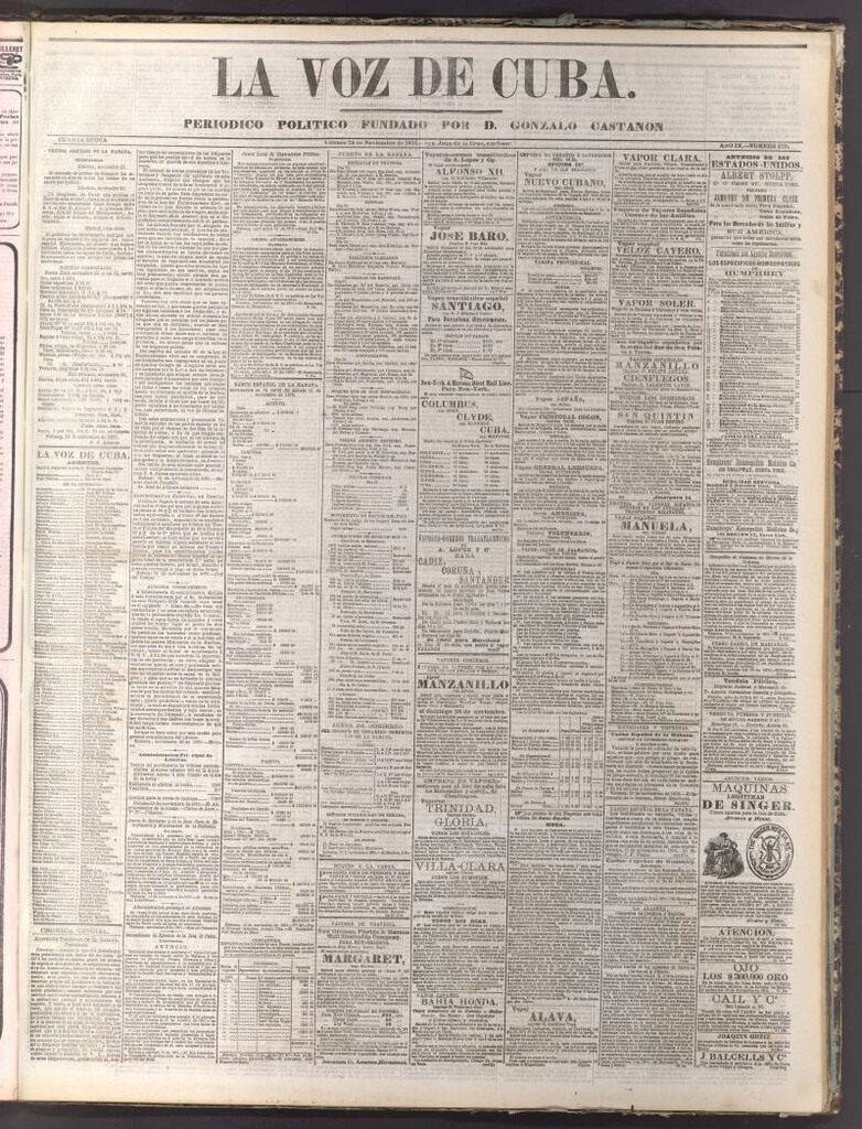 Miniatura de La Voz de Cuba: diario conservador del 24 de noviembre de 1876
