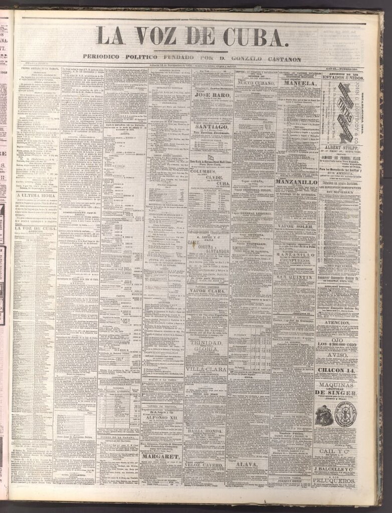 Miniatura de La Voz de Cuba: diario conservador del 25 de noviembre de 1876