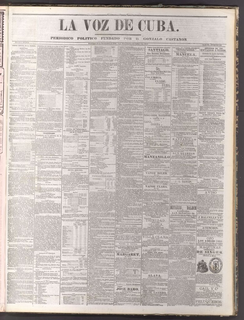 Miniatura de La Voz de Cuba: diario conservador del 26 de noviembre de 1876