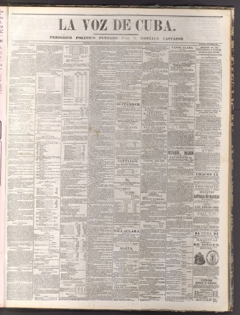 Miniatura de La Voz de Cuba: diario conservador del 3 de diciembre de 1876