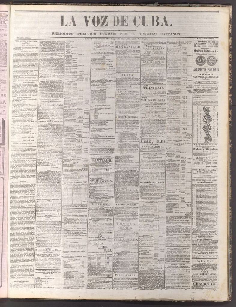 Miniatura de La Voz de Cuba: diario conservador del 7 de diciembre de 1876