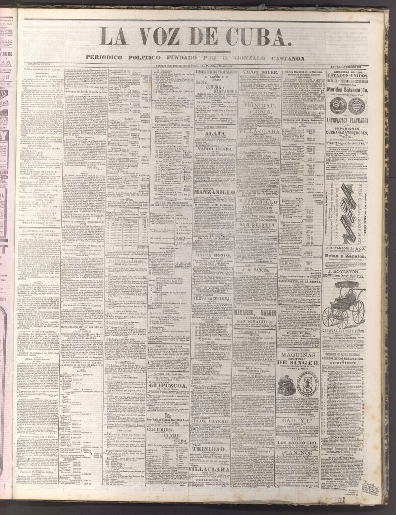 Miniatura de La Voz de Cuba: diario conservador del 8 de diciembre de 1876