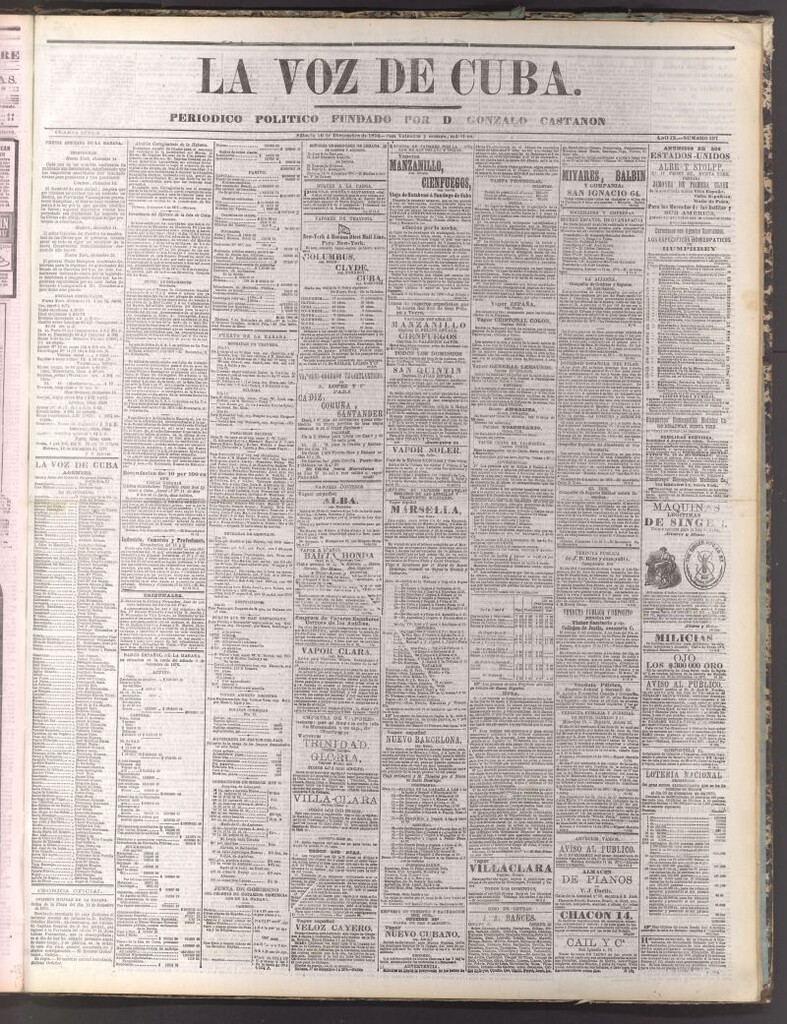 Miniatura de La Voz de Cuba: diario conservador del 16 de diciembre de 1876