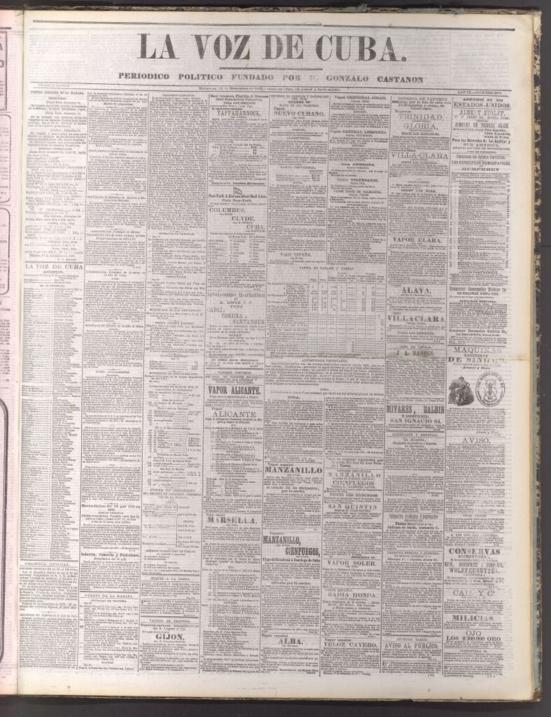 Miniatura de La Voz de Cuba: diario conservador del 20 de diciembre de 1876