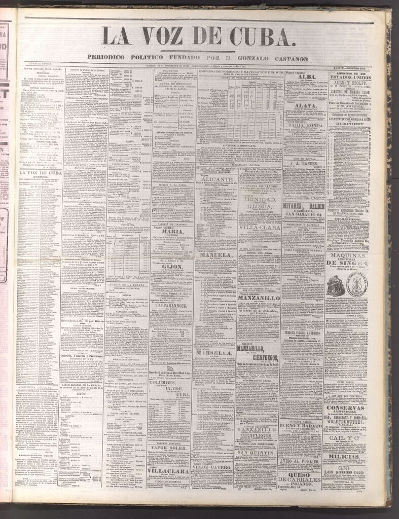 Miniatura de La Voz de Cuba: diario conservador del 22 de diciembre de 1876