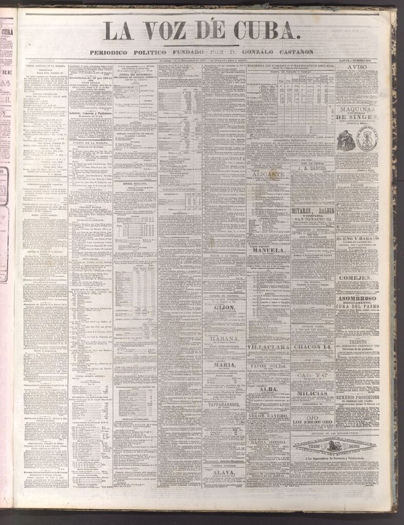 Miniatura de La Voz de Cuba: diario conservador del 24 de diciembre de 1876