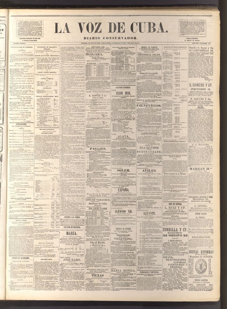 Miniatura de La Voz de Cuba: diario conservador del 4 de abril de 1880